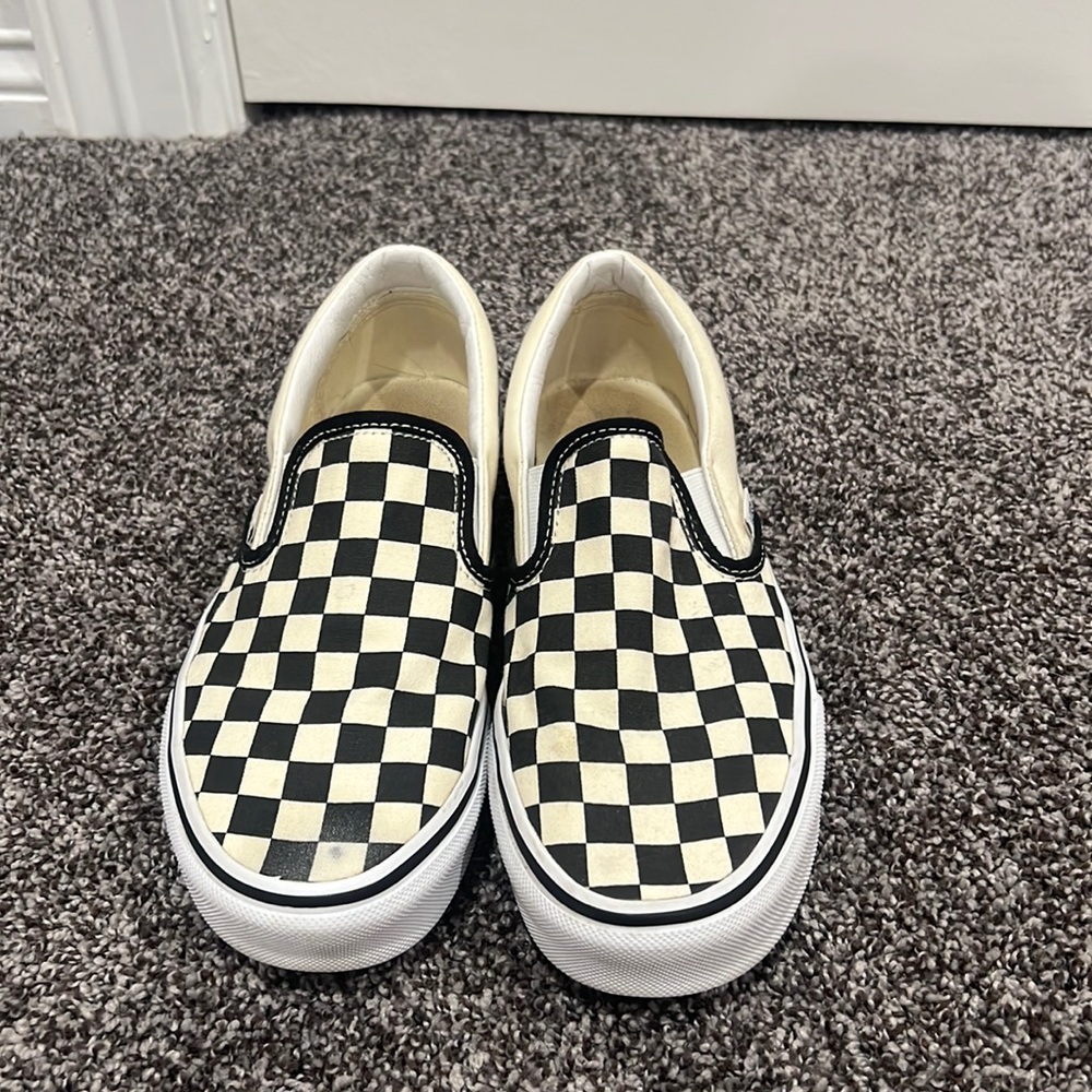 Black checkered Vans